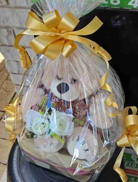 Get Well Teddy With Balloon and Chocolate